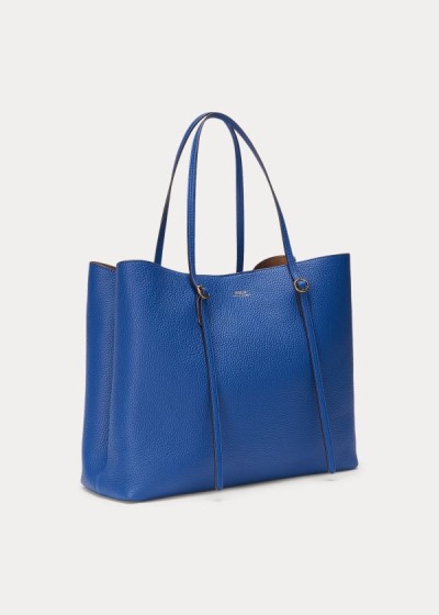 Bolsos De Mano Polo Ralph Lauren Mujer Azul Rey Azules - Pebbled Leather Lennox - RDUXQ1568